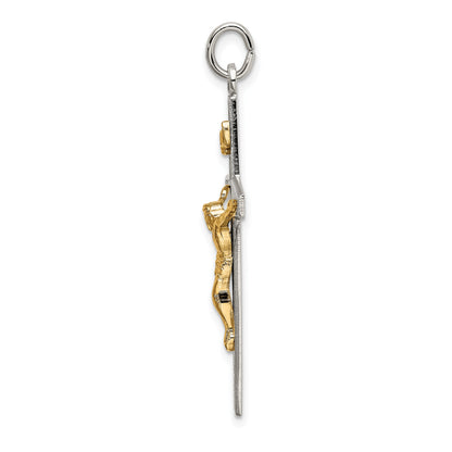 Sterling Silver & Gold-Plated Polished And Textured Inri Crucifix Pendant