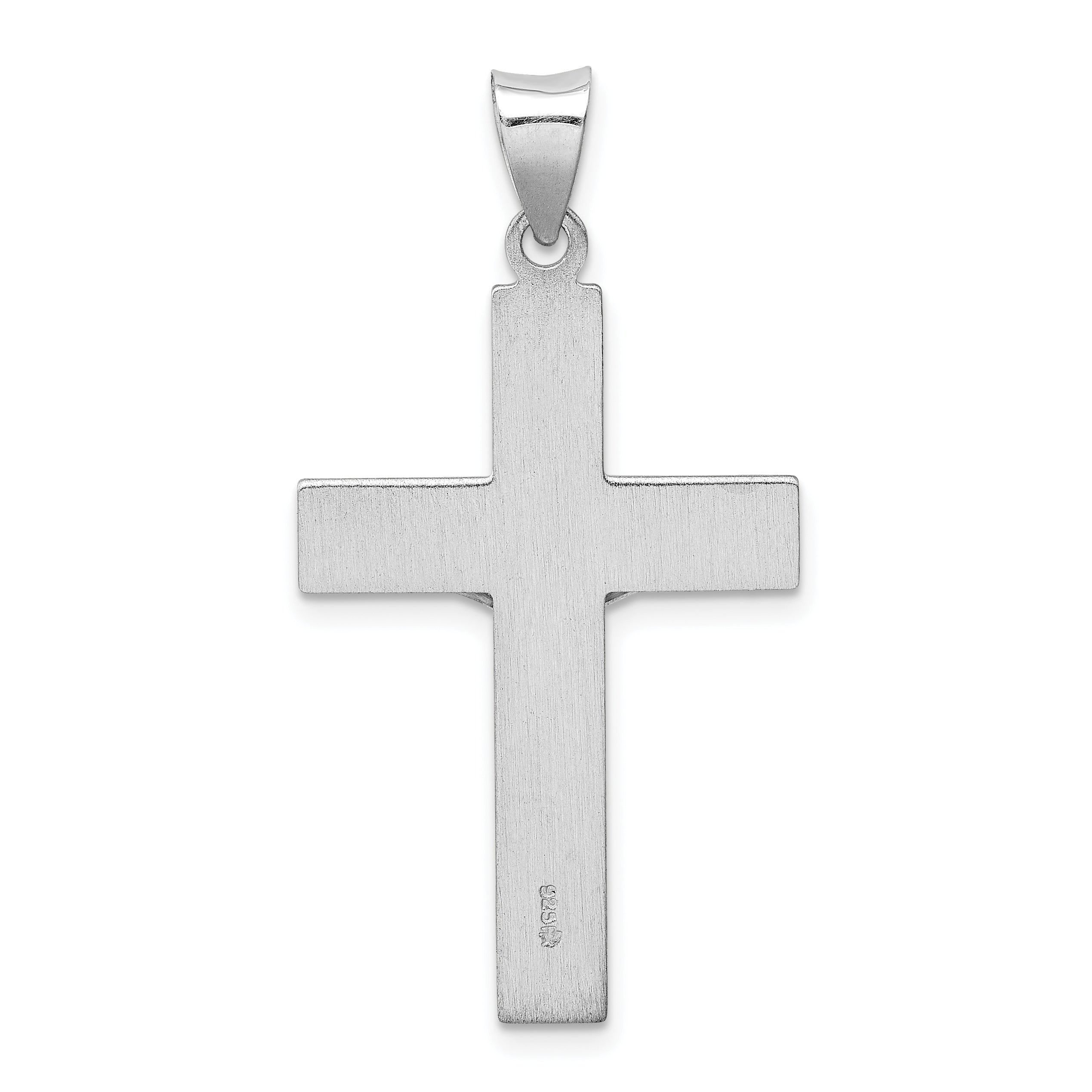 Sterling Silver Rhodium-Plated Polished Inri Latin Crucifix Pendant