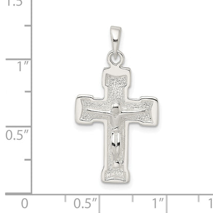 Sterling Silver Polished And Textured Crucifix Pendant
