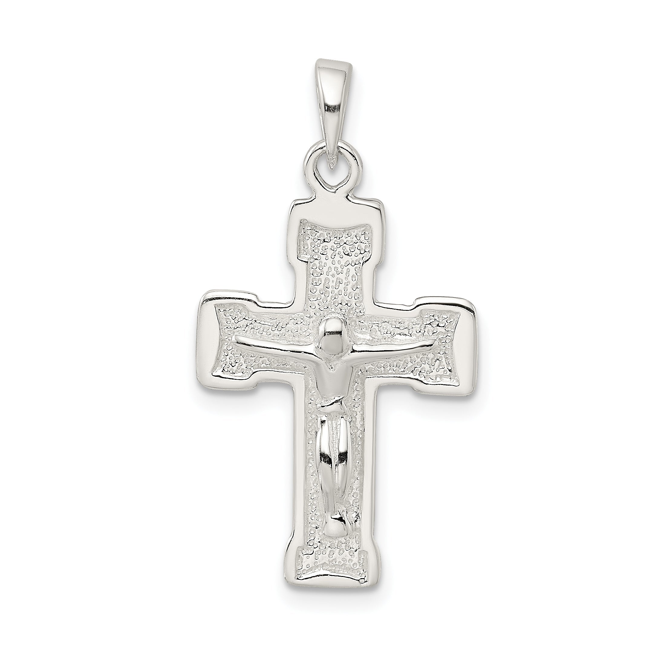 Sterling Silver Polished And Textured Crucifix Pendant