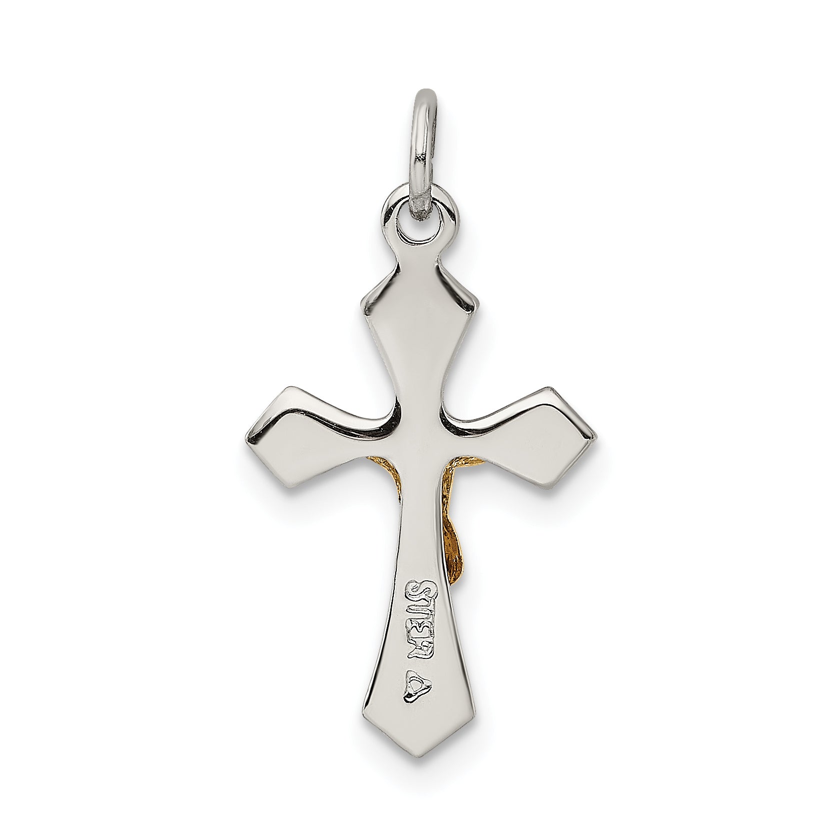 Sterling Silver & Gold-Plated Polished Satin D/C Crucifix Pendant