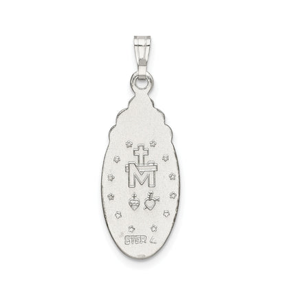 Sterling Silver Satin & D/C Epoxy Crystal Miraculous Medal Pendant