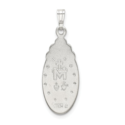 Sterling Silver White Epoxy & Crystal Miraculous Medal Pendant