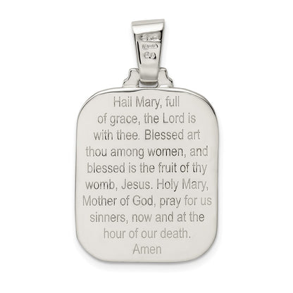 Sterling Silver Satin & Polished Mary W/Hail Prayer Pendant