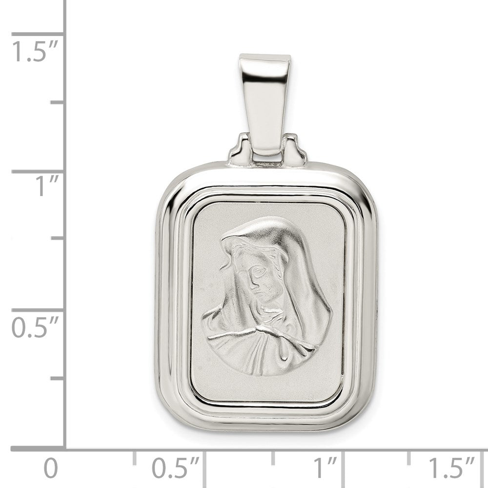 Sterling Silver Satin & Polished Mary W/Hail Prayer Pendant