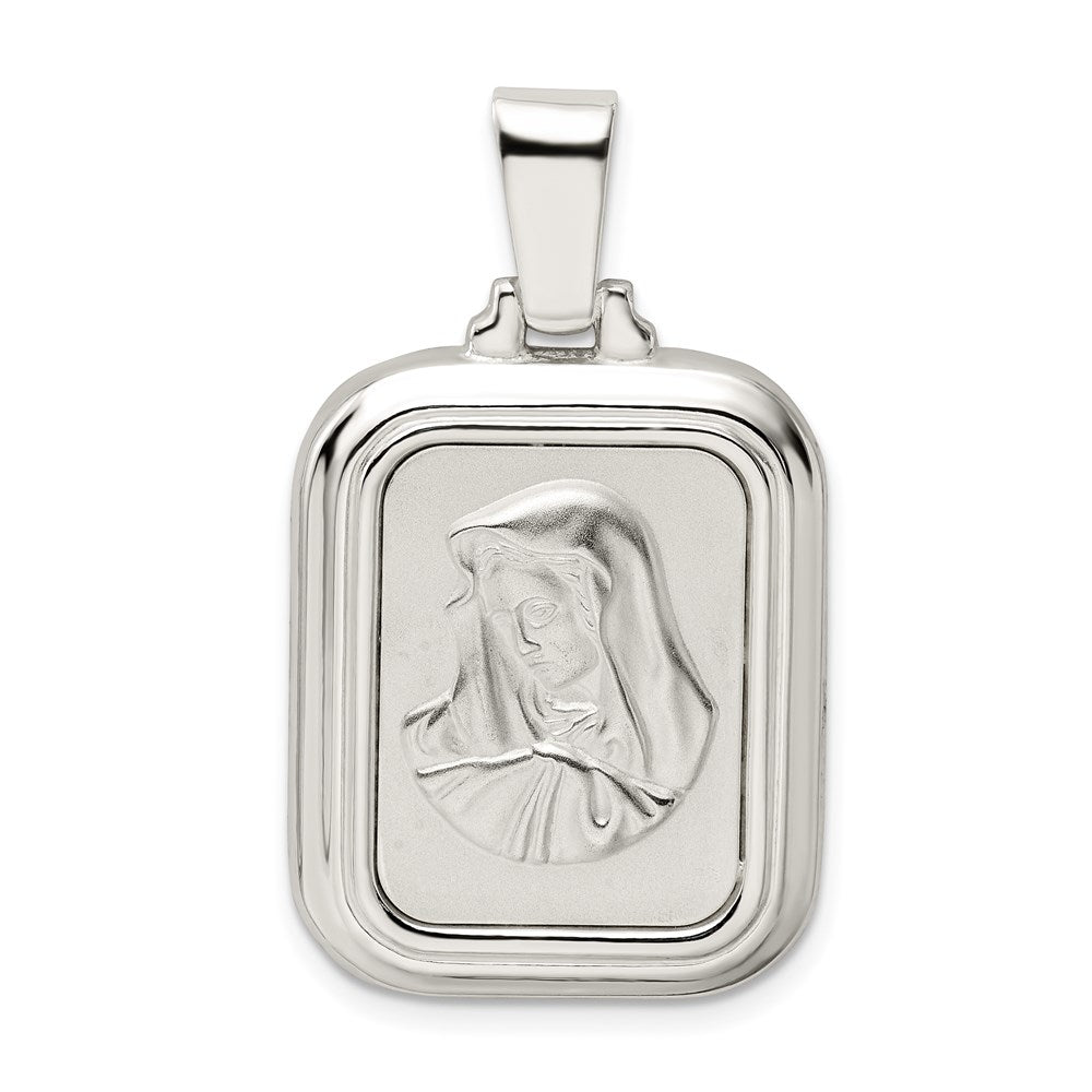 Sterling Silver Satin & Polished Mary W/Hail Prayer Pendant