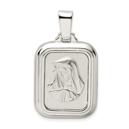 Sterling Silver Satin & Polished Mary W/Hail Prayer Pendant