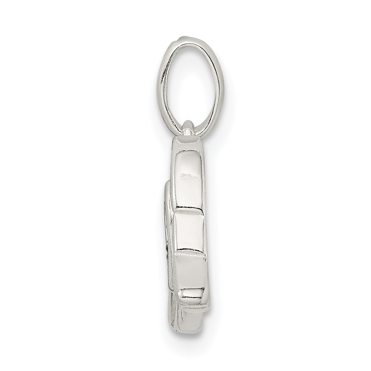 Sterling Silver Polished Enamel Glitter Fabric Heart W/Wings Pendant