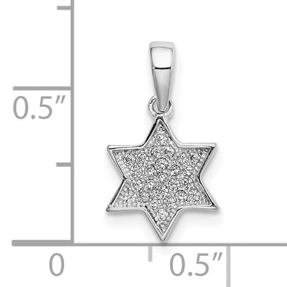Sterling Silver Rhodium-Plated Cz Star Of David Pendant