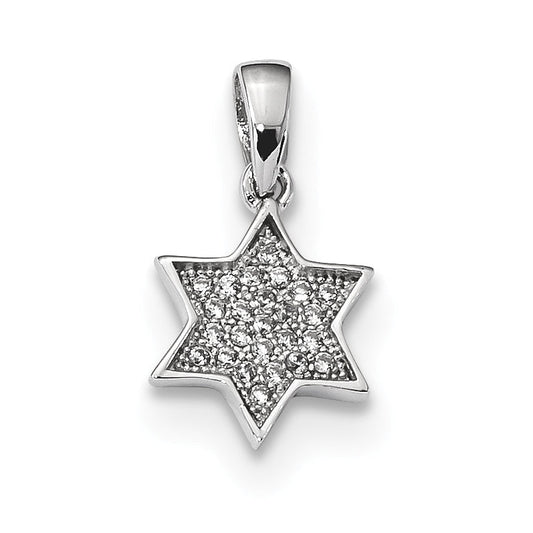 Sterling Silver Rhodium-Plated Cz Star Of David Pendant