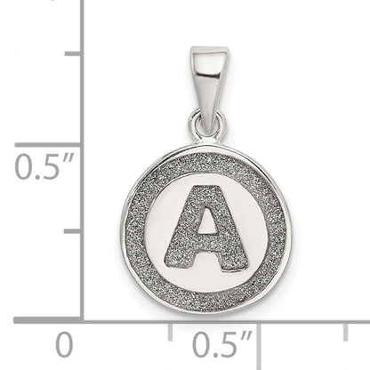 Sterling Silver Glitter Enamel Letter A Initial Circle Pendant