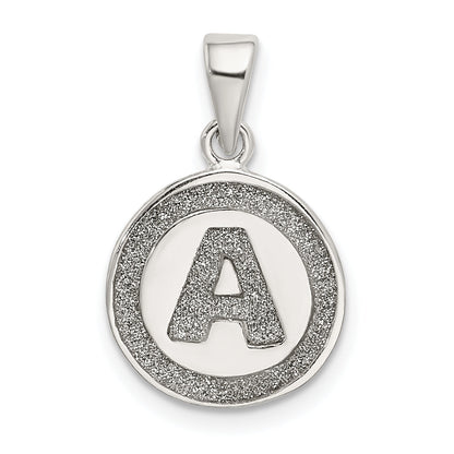 Sterling Silver Glitter Enamel Letter A Initial Circle Pendant