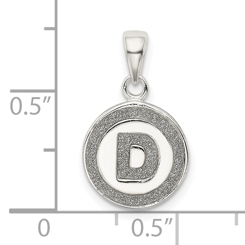 Sterling Silver Glitter Enamel Letter D Initial Circle Pendant