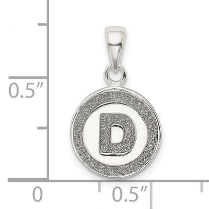 Sterling Silver Glitter Enamel Letter D Initial Circle Pendant