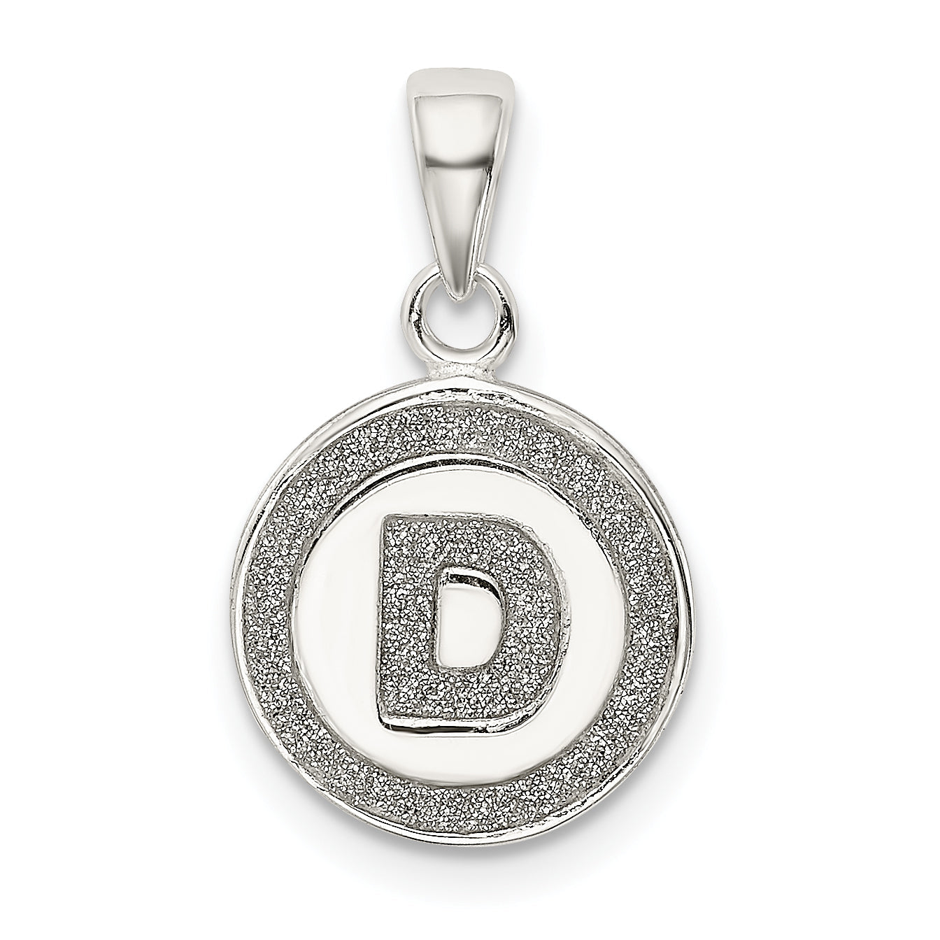 Sterling Silver Glitter Enamel Letter D Initial Circle Pendant
