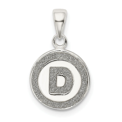 Sterling Silver Glitter Enamel Letter D Initial Circle Pendant