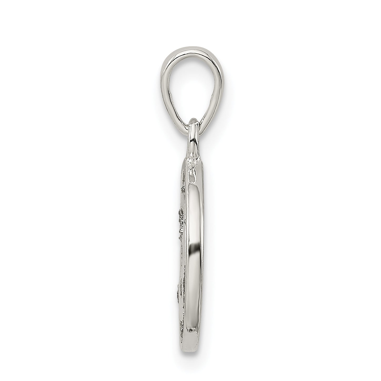 Sterling Silver Glitter Enamel Letter E Initial Circle Pendant