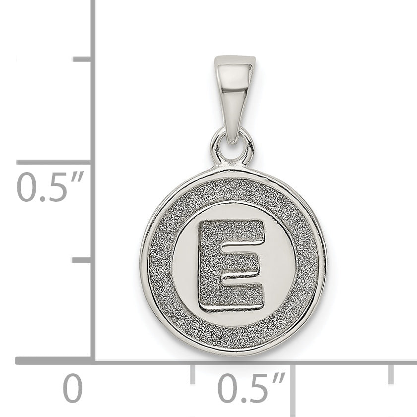 Sterling Silver Glitter Enamel Letter E Initial Circle Pendant