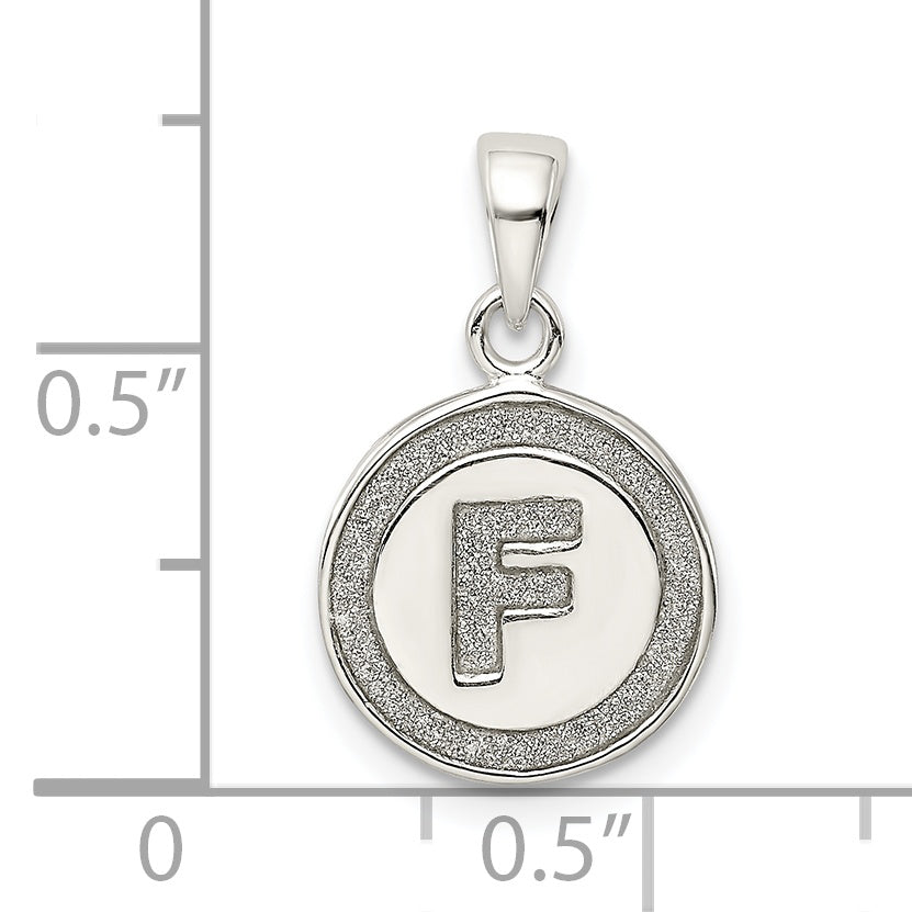 Sterling Silver Glitter Enamel Letter F Initial Circle Pendant