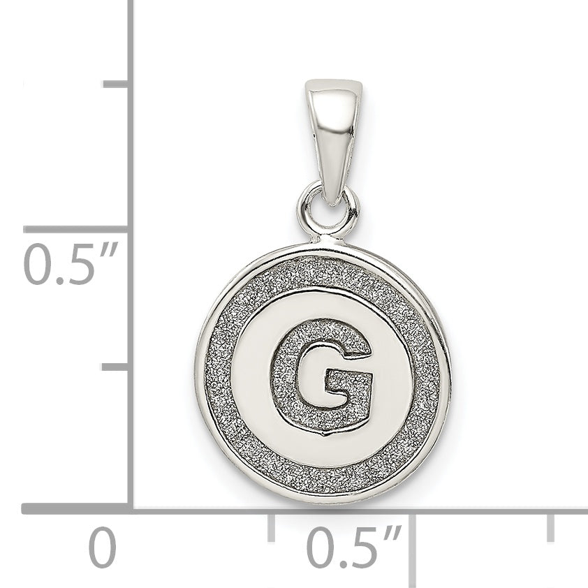 Sterling Silver Glitter Enamel Letter G Initial Circle Pendant
