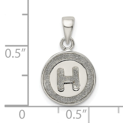 Sterling Silver Glitter Enamel Letter H Initial Circle Pendant