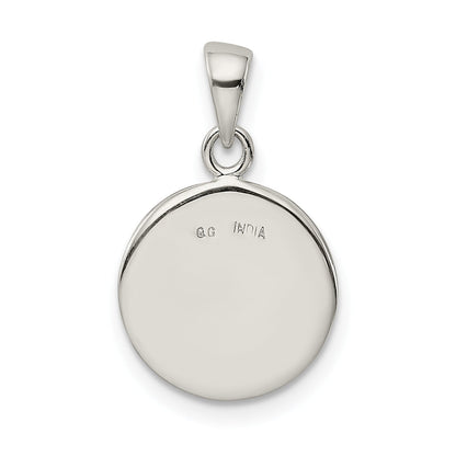 Sterling Silver Glitter Enamel Letter I Initial Circle Pendant