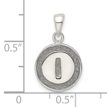 Sterling Silver Glitter Enamel Letter I Initial Circle Pendant