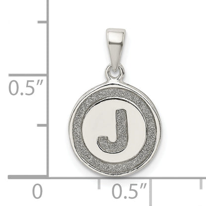 Sterling Silver Glitter Enamel Letter J Initial Circle Pendant
