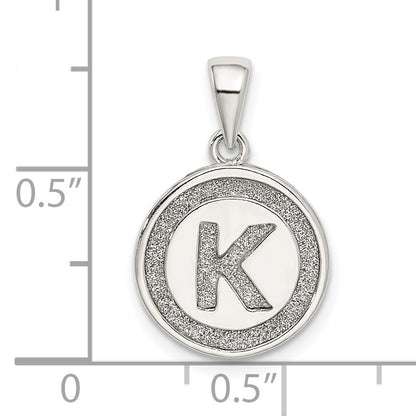 Sterling Silver Glitter Enamel Letter K Initial Circle Pendant