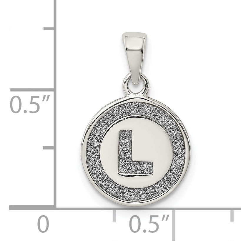 Sterling Silver Glitter Enamel Letter L Initial Circle Pendant