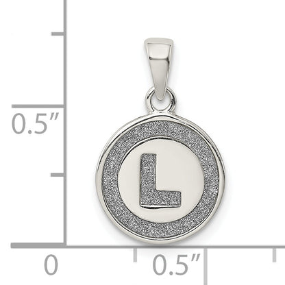 Sterling Silver Glitter Enamel Letter L Initial Circle Pendant