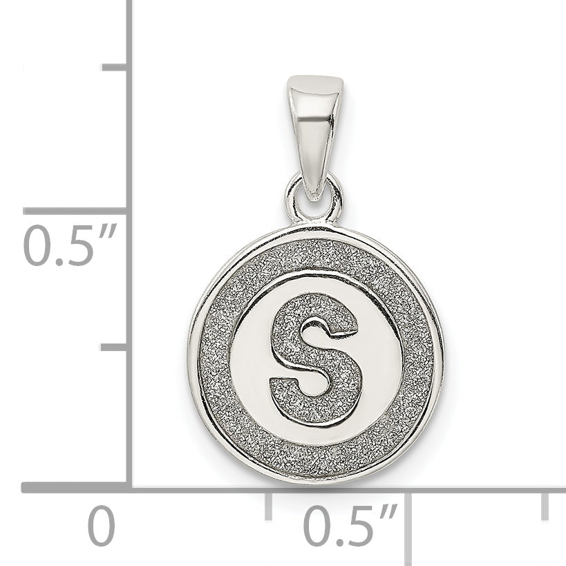 Sterling Silver Glitter Enamel Letter S Initial Circle Pendant