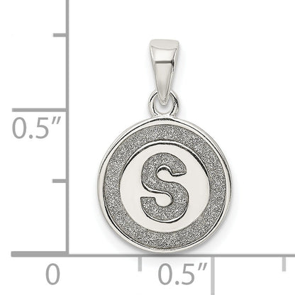 Sterling Silver Glitter Enamel Letter S Initial Circle Pendant