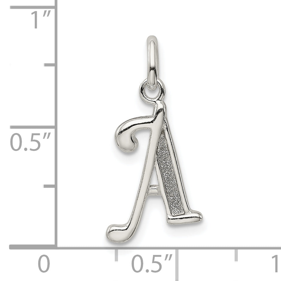 Sterling Silver Polished Glitter Enamel Letter A Initial Charm