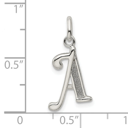 Sterling Silver Polished Glitter Enamel Letter A Initial Charm