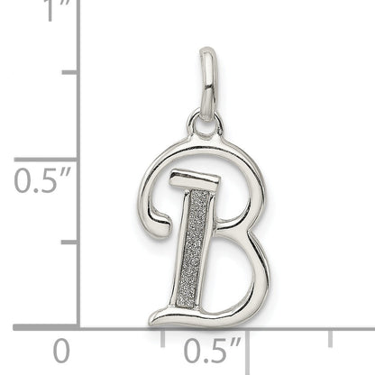 Sterling Silver Polished Glitter Enamel Letter B Initial Charm