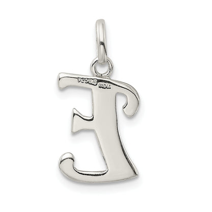 Sterling Silver Polished Glitter Enamel Letter E Initial Charm
