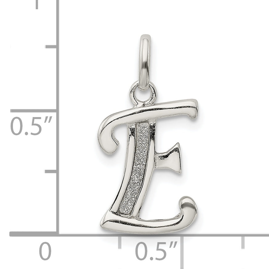 Sterling Silver Polished Glitter Enamel Letter E Initial Charm