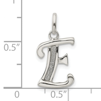 Sterling Silver Polished Glitter Enamel Letter E Initial Charm