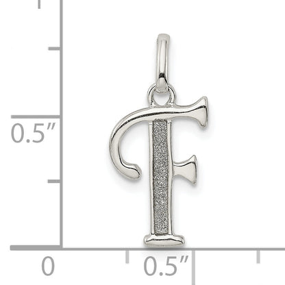 Sterling Silver Polished Glitter Enamel Letter F Initial Charm