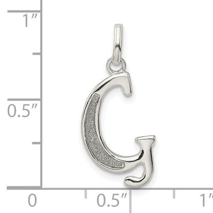 Sterling Silver Polished Glitter Enamel Letter G Initial Charm