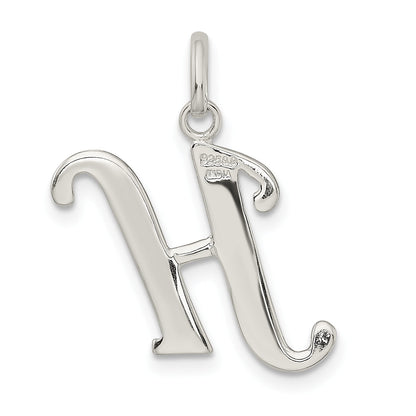Sterling Silver Polished Glitter Enamel Letter H Initial Charm