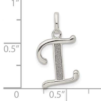 Sterling Silver Polished Glitter Enamel Letter I Initial Charm