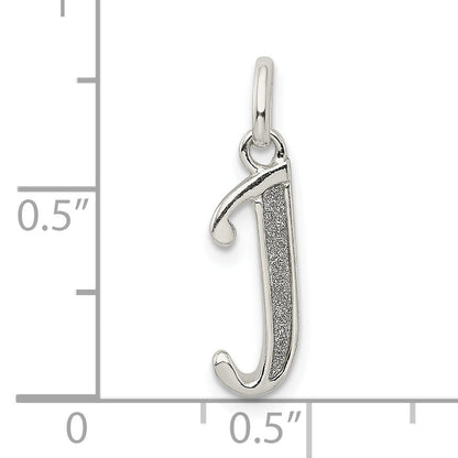 Sterling Silver Polished Glitter Enamel Letter J Initial Charm