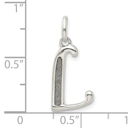 Sterling Silver Polished Glitter Enamel Letter L Initial Charm