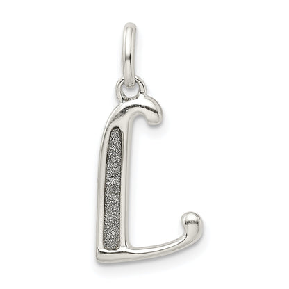 Sterling Silver Polished Glitter Enamel Letter L Initial Charm