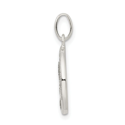 Sterling Silver Polished Glitter Enamel Letter O Initial Charm