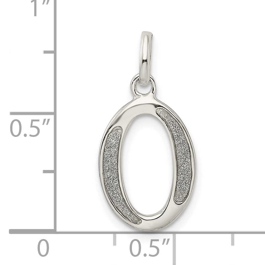 Sterling Silver Polished Glitter Enamel Letter O Initial Charm