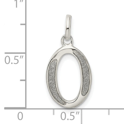 Sterling Silver Polished Glitter Enamel Letter O Initial Charm
