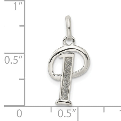 Sterling Silver Polished Glitter Enamel Letter P Initial Charm